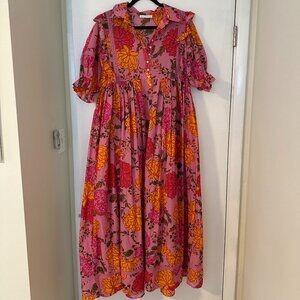 NWOT Karlie Pink Floral Midi Dress- Size Large